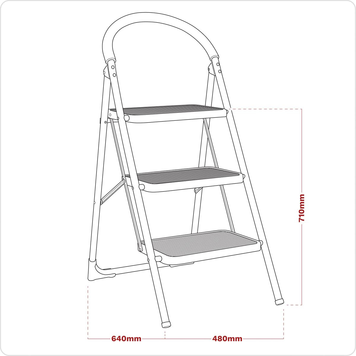 Sealey ASL23 Step Stool 3-Tread 150kg Capacity EN 14183