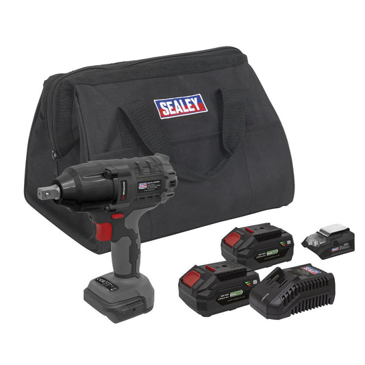 Sealey CP20VPIWKIT Brushless Impact Wrench Kit 1/2"Sq Drive 20V 4Ah SV20 Series - 2 Batteries