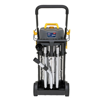 Sealey PC380M110V Vacuum Cleaner Industrial Dust-Free Wet/Dry 38L 1100W/110V Stainless Steel Drum M Class Filtration