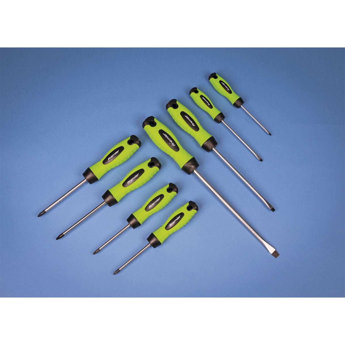 Sealey HV001 Screwdriver Set 8pc Hi-Vis Green