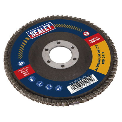 Sealey FD125120E Flap Disc Aluminium Oxide Ø125mm Ø22mm Bore 120Grit