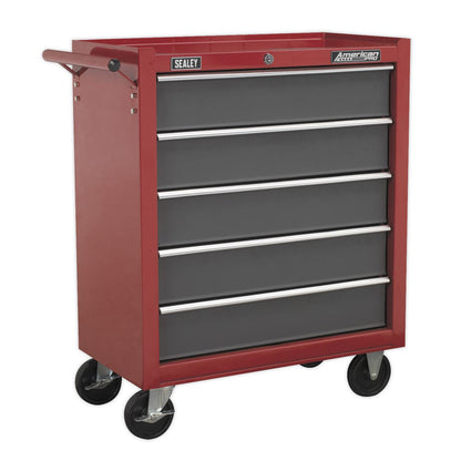 Sealey AP22505BB Rollcab 5 Drawer with Ball-Bearing Slides - Red/Grey