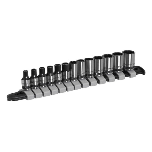 Sealey AK7990 Socket Set 13pc 1/4"Sq Drive Metric - Premier Black