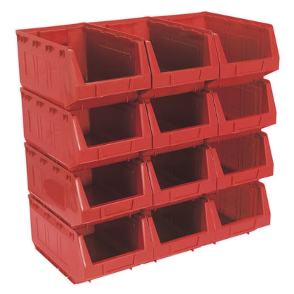 Sealey TPS412R Plastic Storage Bin 210 x 355 x 165mm - Red Pack of 12