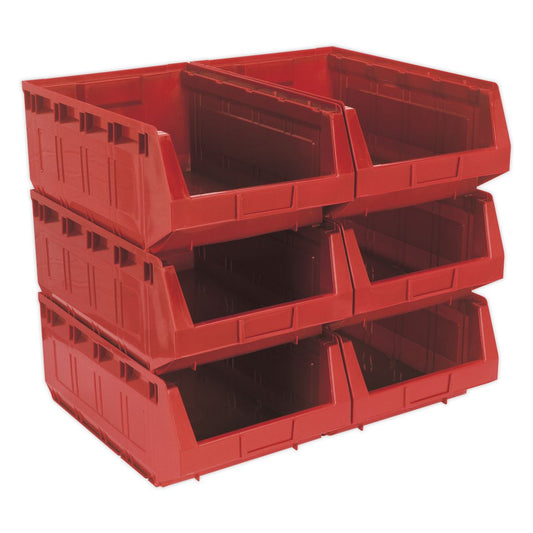 Sealey TPS56R Plastic Storage Bin 310 x 500 x 190mm - Red Pack of 6