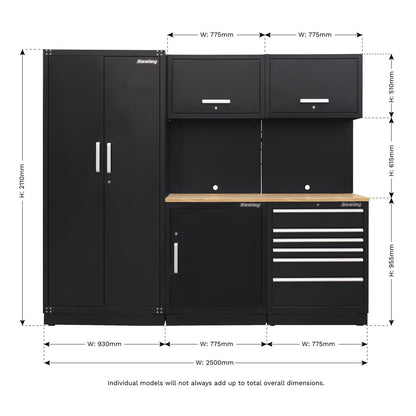 Sealey APMSCOMBO1W Premier 2.5m Storage System - Oak Worktop