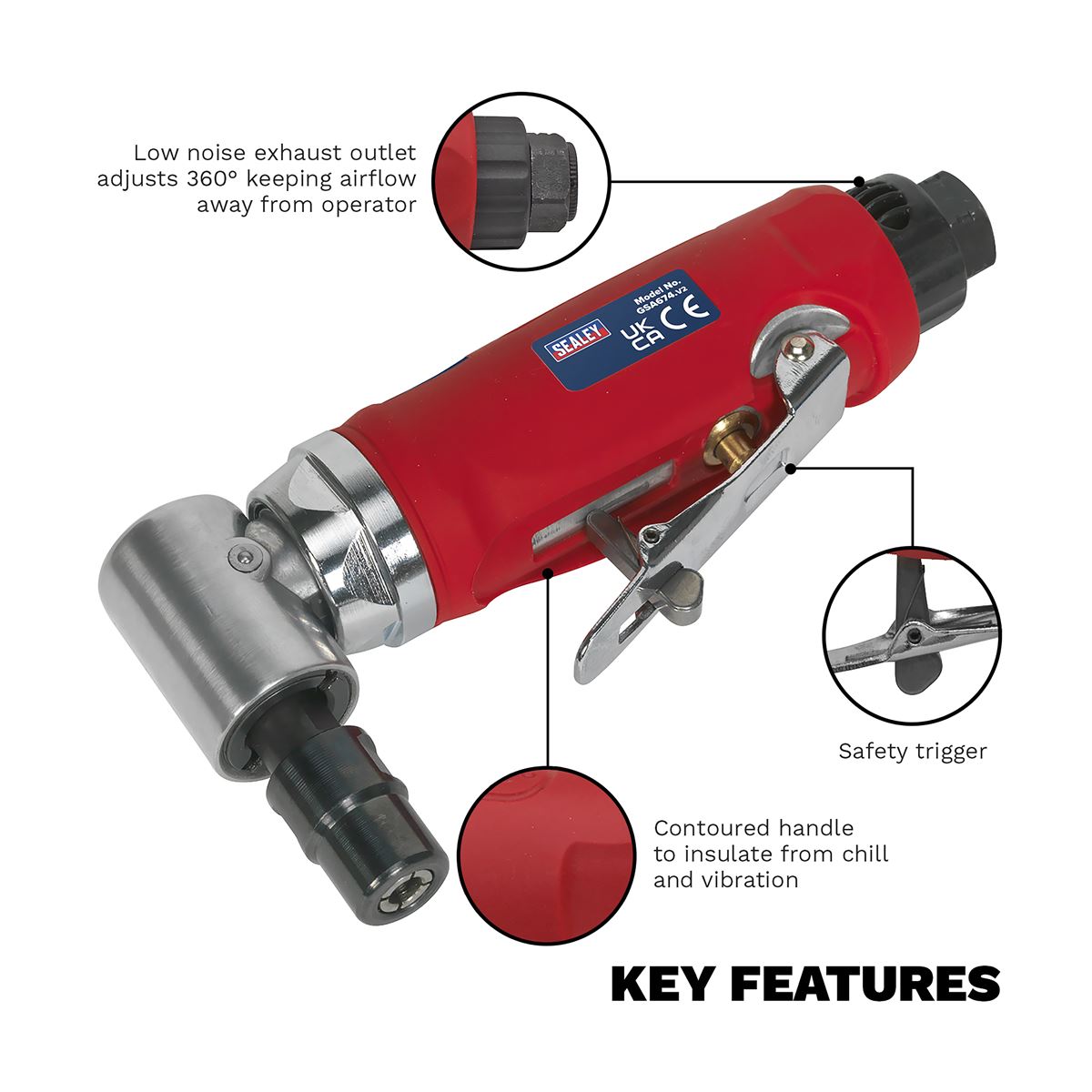 Sealey GSA674 Air Die Grinder 90° Angle