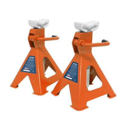 Sealey VS2002OR Ratchet Type Axle Stands (Pair) 2 Tonne Capacity per Stand - Orange