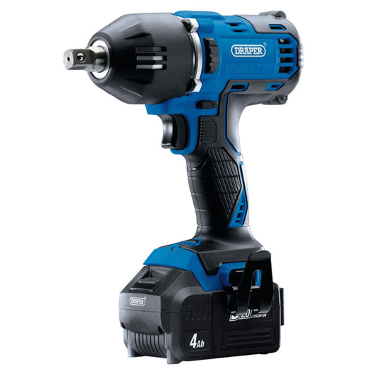 Draper 99251 D20 20V Brushless Mid-Torque Impact Wrench 1/2" Sq. Dr. 400Nm 2 x 4.0Ah Batteries 1 x Charger