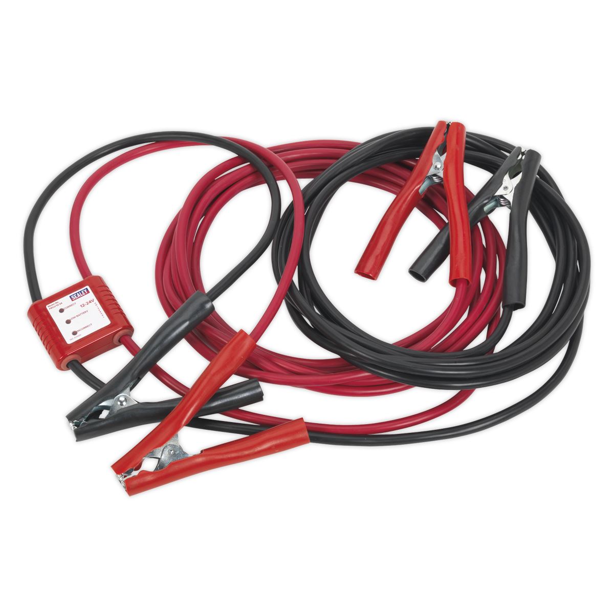 Sealey PROJ/12/24 Booster Cables 7m 450A 25mm² with 12/24V Electronics Protection-McCormickTools