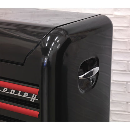 Sealey AP41COMBOBR Retro Style Wide Topchest & Rollcab Combination 10 Drawer-Black with Red Anodised Drawer Pulls