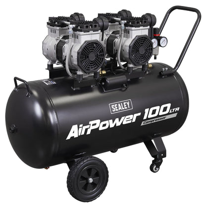 Sealey SAC10001S 100L Oil Free Low Noise Direct Drive Air Compressor 2 x 2hp