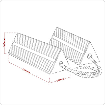 Sealey WC11 Heavy-Duty Rubber Wheel Chocks - Pair