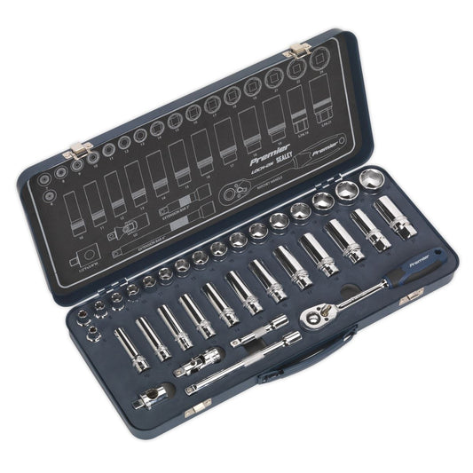 Sealey AK27481 Socket Set 34pc 3/8"Sq Drive Lock-On™ 6pt Metric