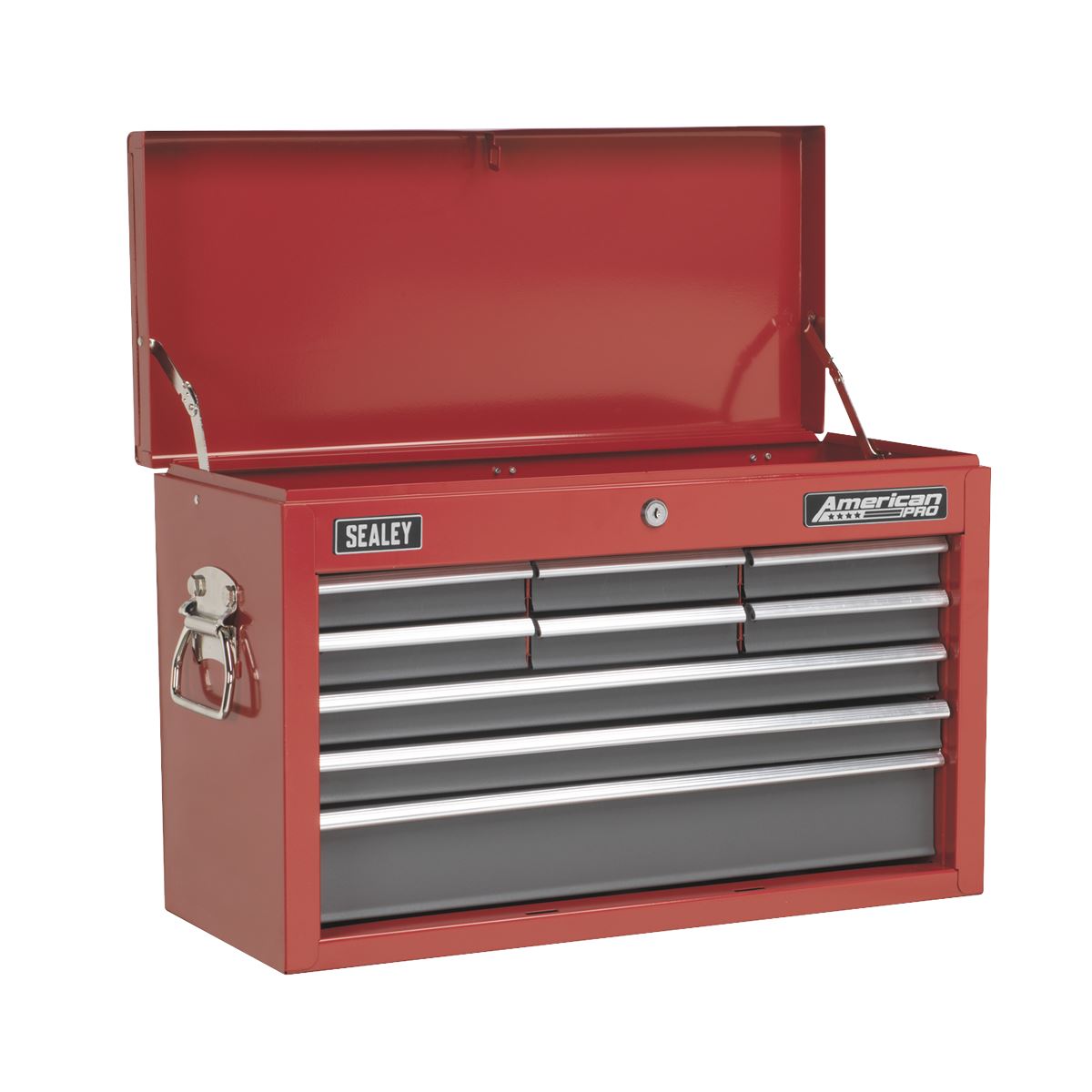 Sealey AP22509BBCOMB Topchest 9 Drawer with Ball-Bearing Slides - Red/Grey & 205pc Tool Kit