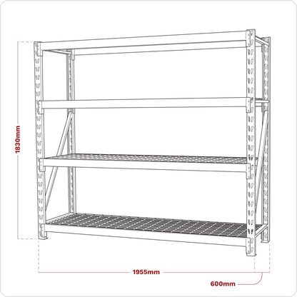 Sealey AP6572 Heavy-Duty Racking Unit with 4 Mesh Shelves 640kg Capacity Per Level 1956mm