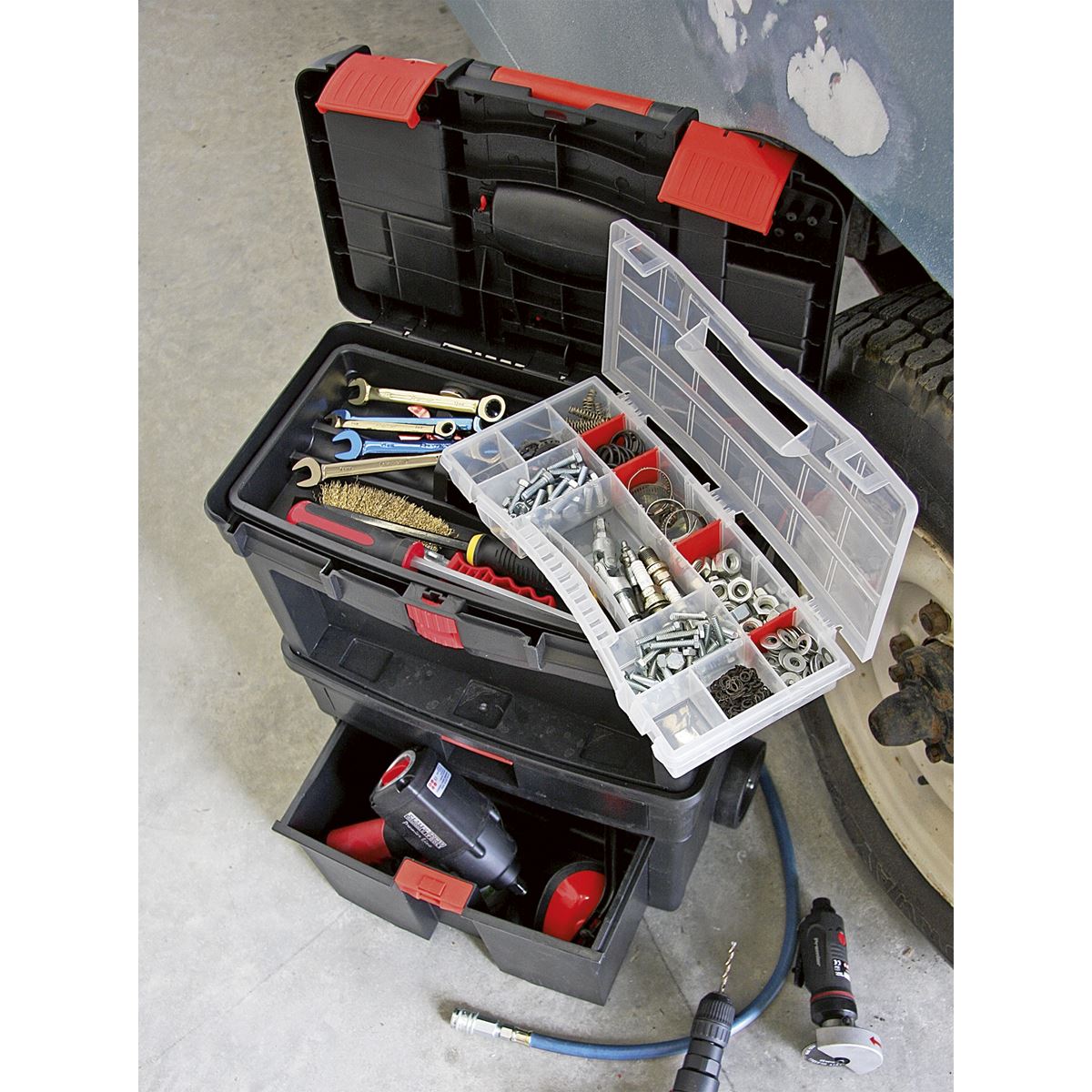 Sealey AP850 Mobile Toolbox with Tote Tray & Removable Assortment Box