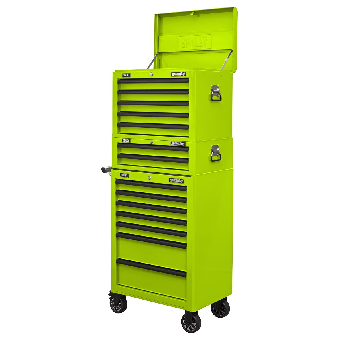 Sealey APSTACKTHV Topchest Mid-Box Tool Chest & Rollcab Combination 14 Drawer - Green