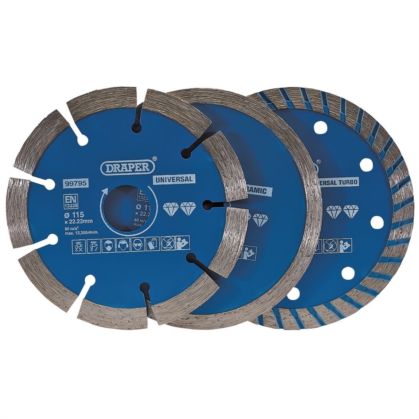 Draper 99795 Diamond Blade Set 115mm 3 Piece