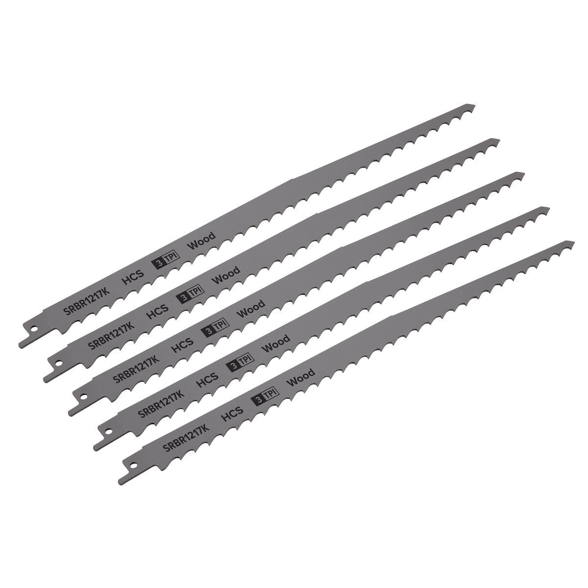 Sealey SRBR1217K Reciprocating Saw Blade Pruning & Coarse Wood 300mm 3tpi - Pack of 5