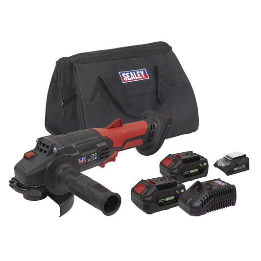 Sealey CP20VAGBKIT Cordless Angle Grinder Kit Ø115mm 20V 4Ah SV20 Series - 2 Batteries