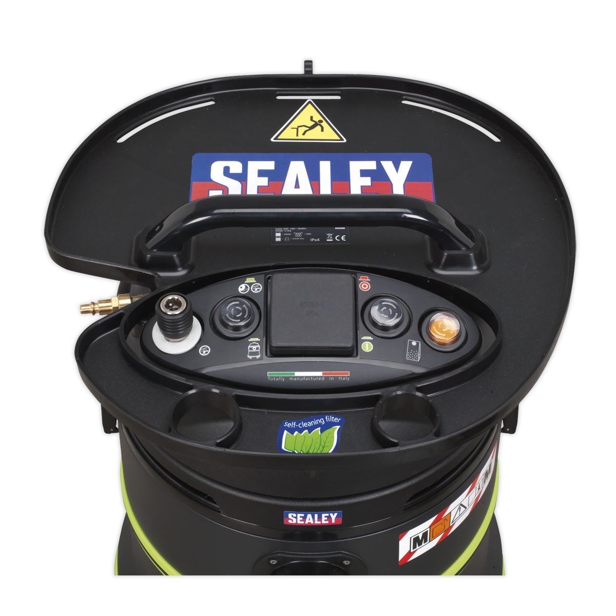 Sealey DFS35M Vacuum Cleaner Industrial Dust-Free Wet/Dry 35L 1000W/230V Plastic Drum M-Class Self-Clean Filter