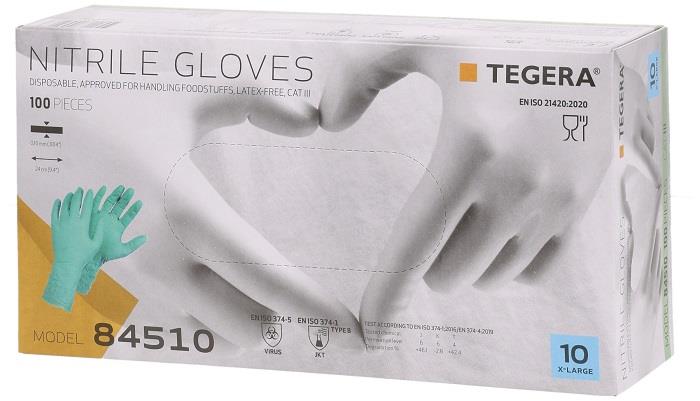 Box 100 Ejendals Tegera 84510 Green Nitrile Disposable Gloves