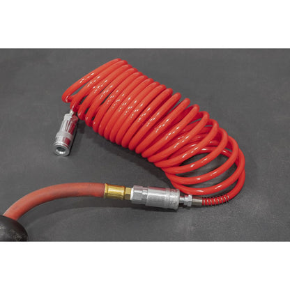 Sealey SA305 PE Coiled Air Hose 5m x Ø5mm with Couplings