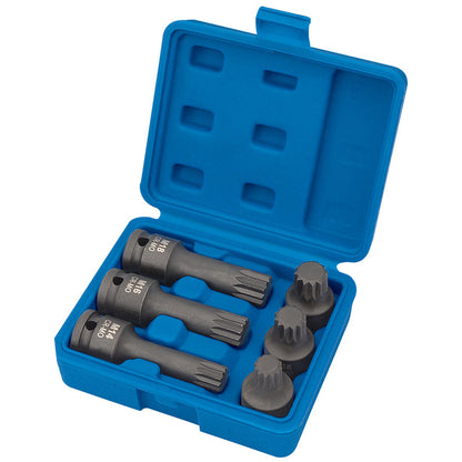 Draper Expert 6 piece 1/2" Sq. Dr. Impact Spline Bit Set 28881