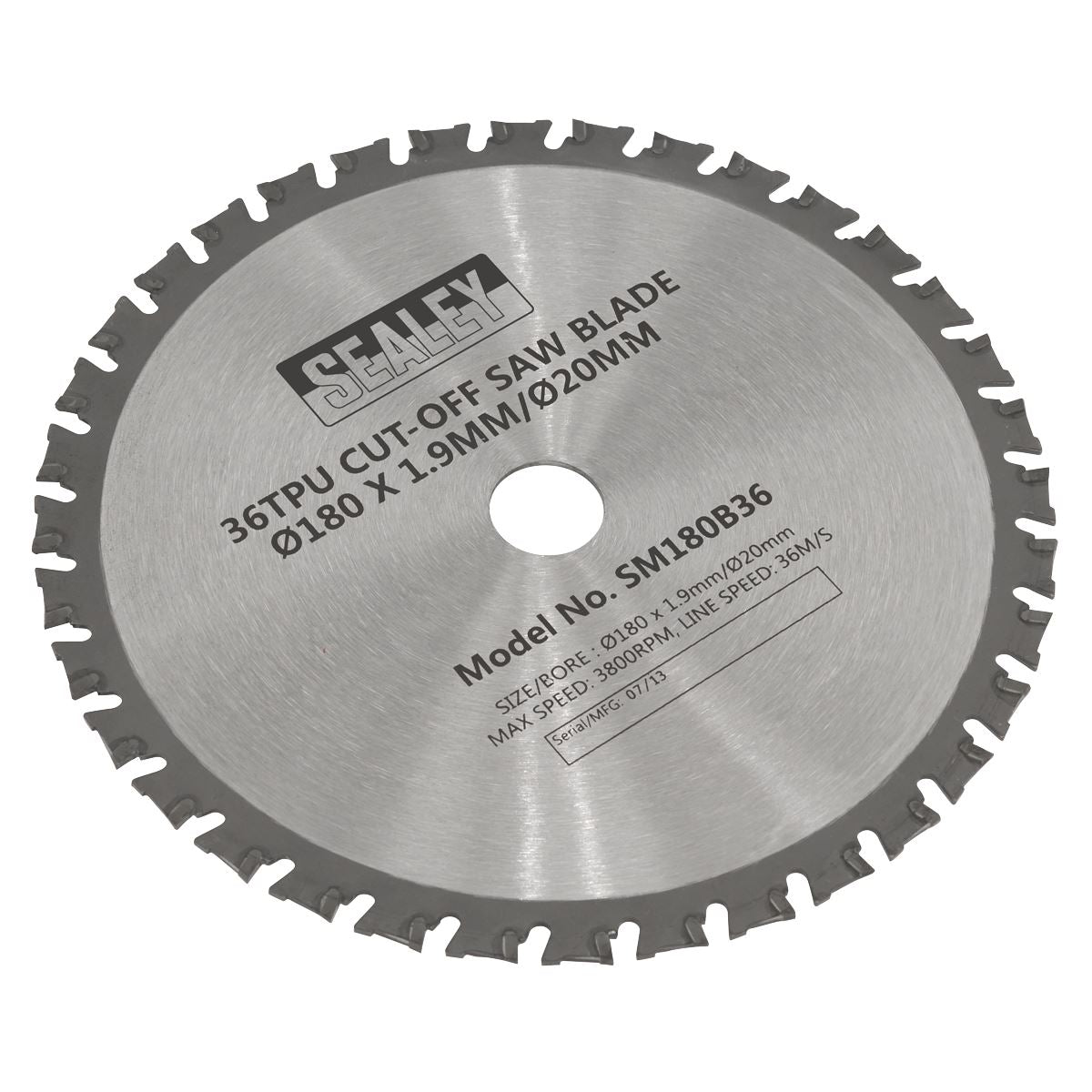 Sealey SM180B36 Cut-Off Saw Blade Ø180 x 1.9mm/Ø20mm 36tpu