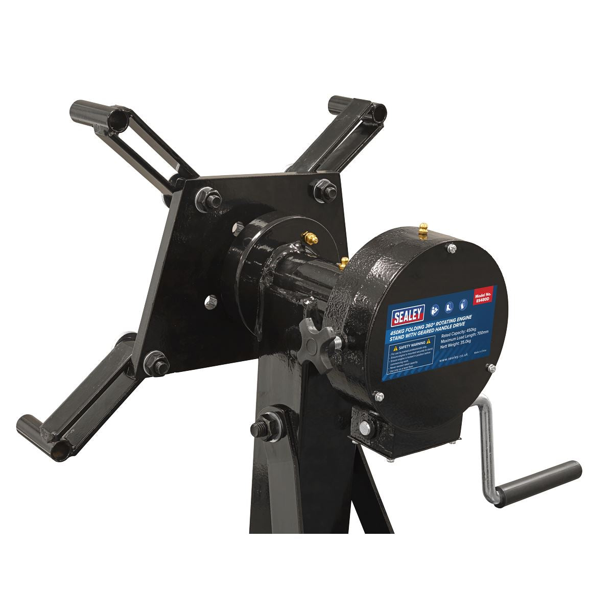 Sealey ES680D Folding 360º Rotating Engine Stand with Geared Handle Drive 680kg Capacity