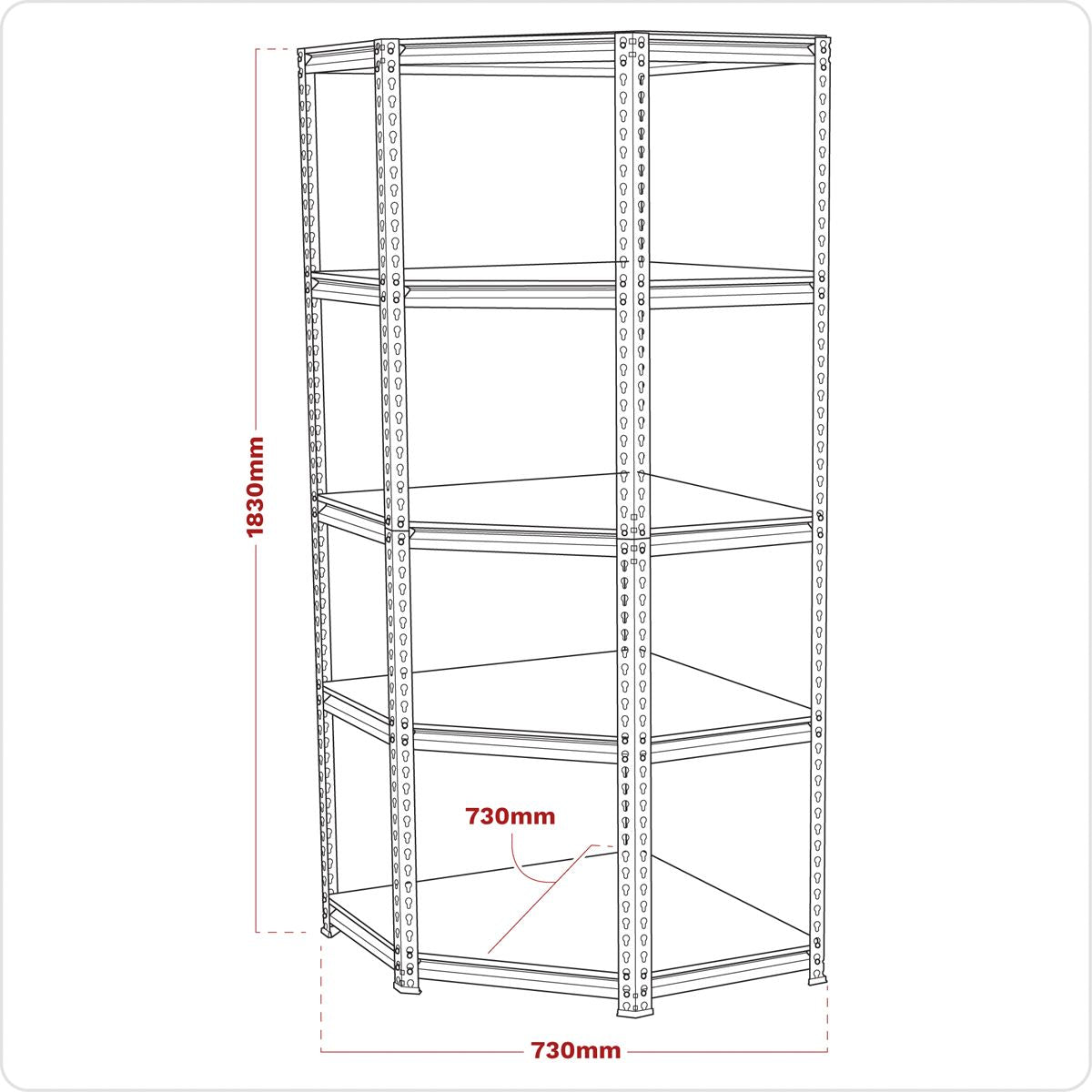 Sealey AP7150C Corner Racking Unit 5 Level 150kg Capacity Per Level