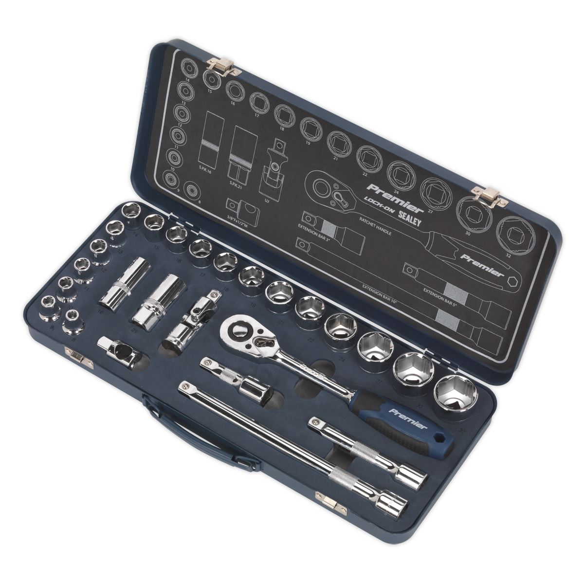 Sealey AK27482 Socket Set 26pc 1/2"Sq Drive Lock-On™ 6pt Metric