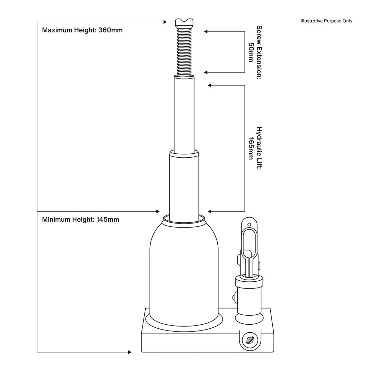 Sealey PTBJ2 Premier Telescopic Bottle Jack 2 Tonne