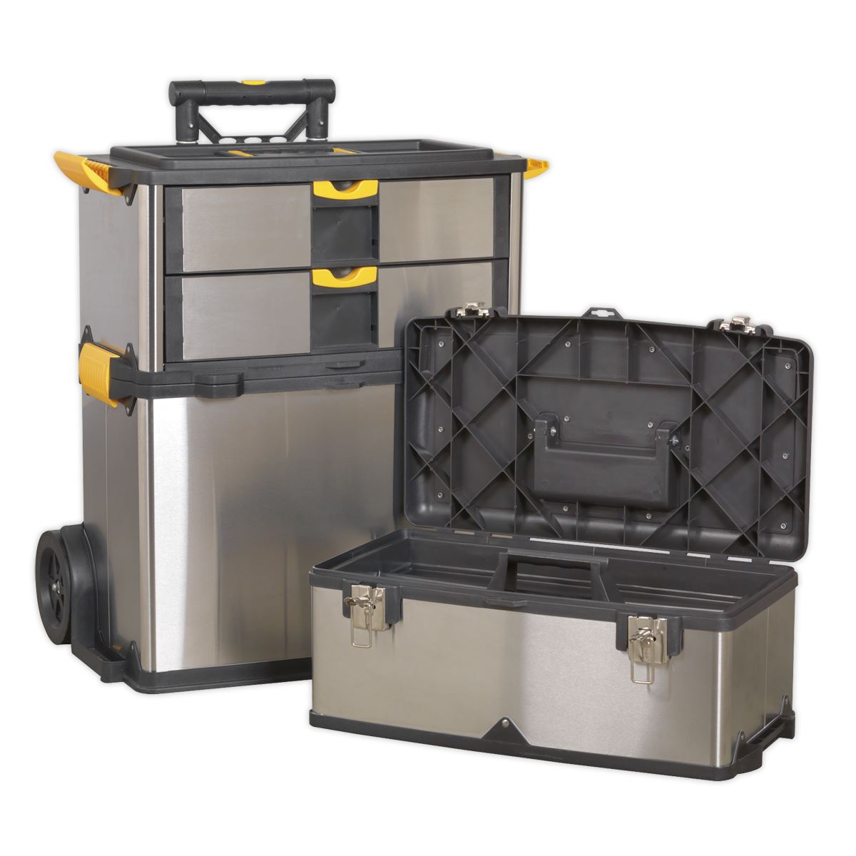 Sealey AP855 Mobile Stainless Steel/Composite Toolbox - 3 Compartment