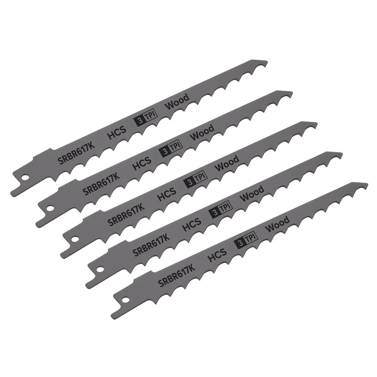 Sealey SRBR617K Reciprocating Saw Blade Pruning & Coarse Wood 150mm 3tpi - Pack of 5