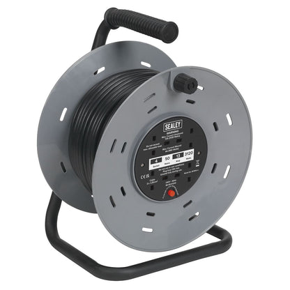 Sealey BCR50 Cable Reel 50m 4 x 230V 1.25mm² Thermal Trip