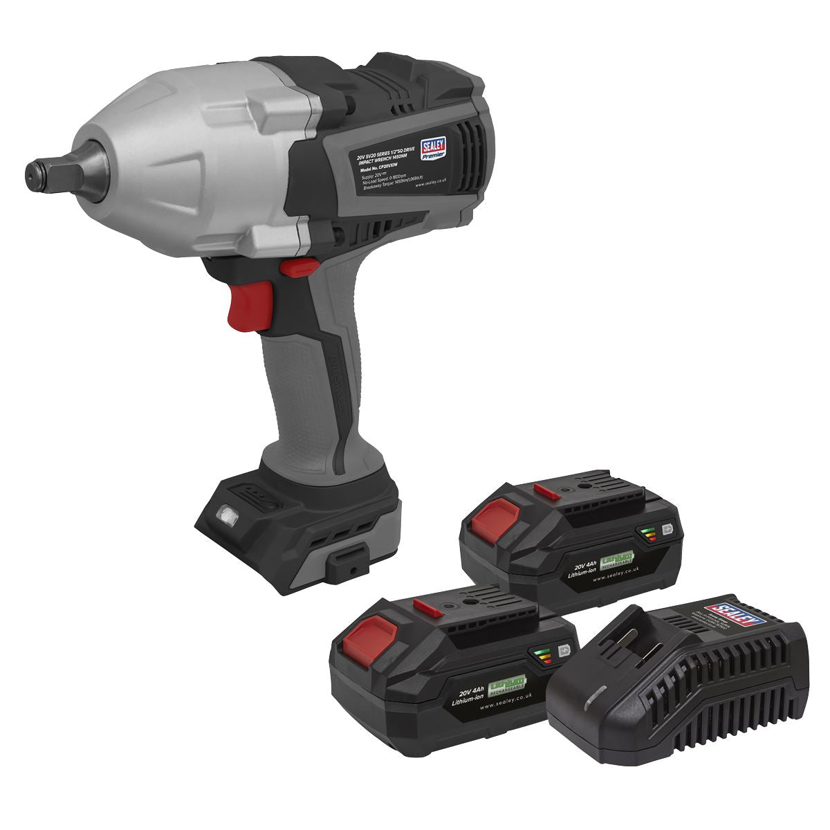 Sealey CP20VXIWKIT1 Cordless Impact Wrench Kit 20V SV20 Series - 2 Batteries