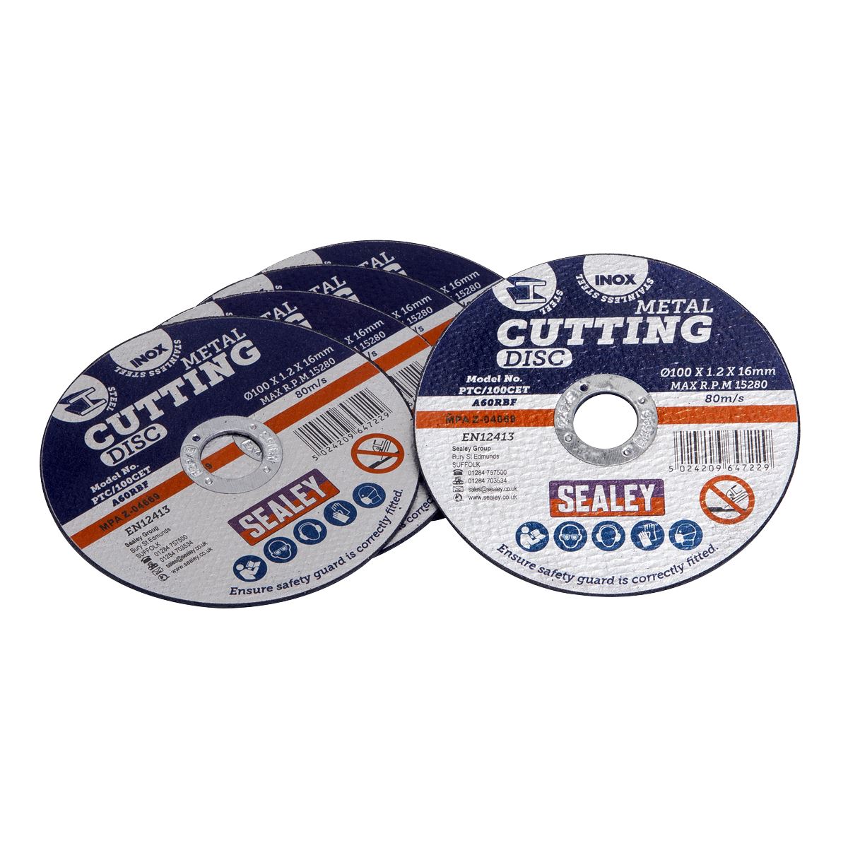 Sealey PTC/100CET100 Cutting Disc Pack of 100 Ø100 x 1.2mm Ø16mm Bore