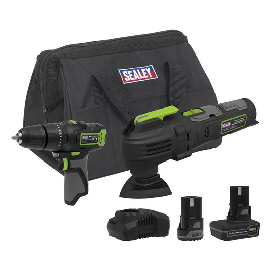 Sealey CP108VCOMBO5EU 2 x 10.8V SV10.8 Series Combi Drill & Multi-Tool Kit - 2 Batteries & Euro Plug