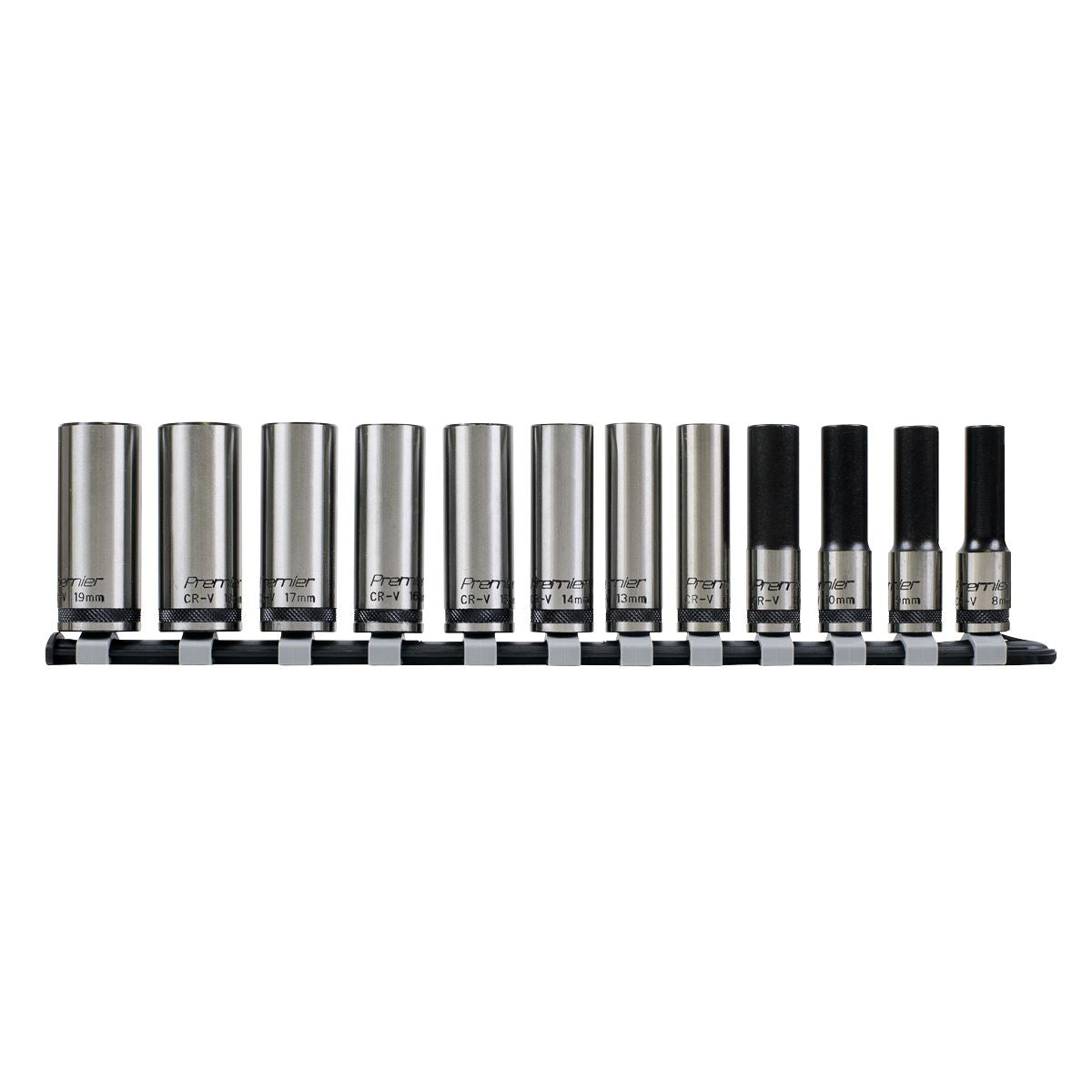 Sealey AK2744B Socket Set 12pc 3/8"Sq Drive Deep Lock-On™ 6pt Metric - Premier Black