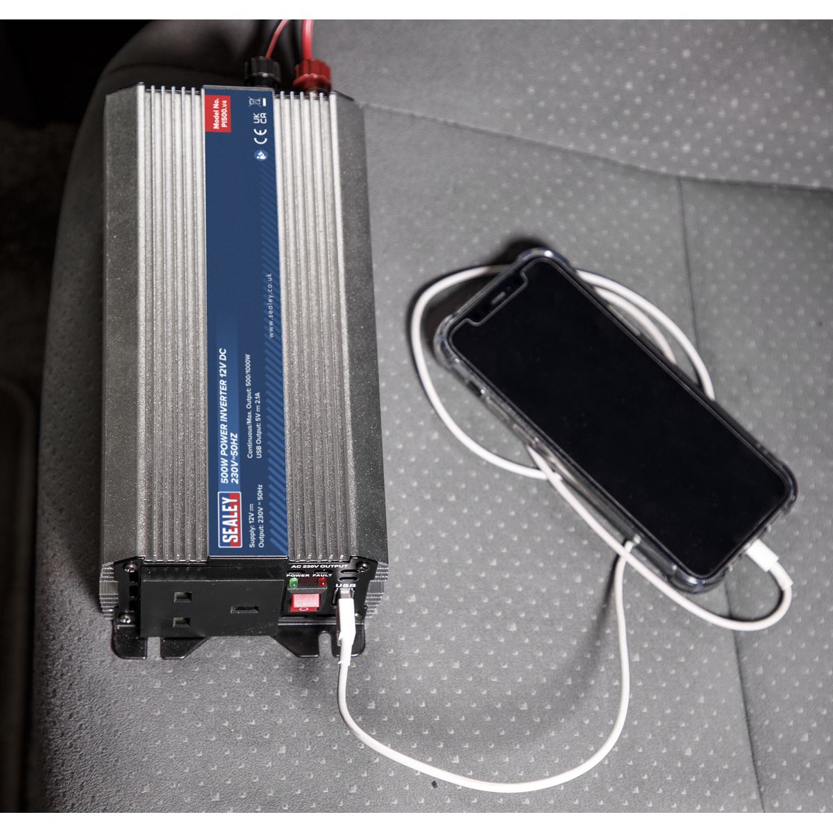 Sealey PI500 Power Inverter 500W 12V DC - 230V ~ 50Hz