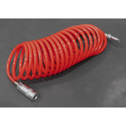 Sealey SA305 PE Coiled Air Hose 5m x Ø5mm with Couplings