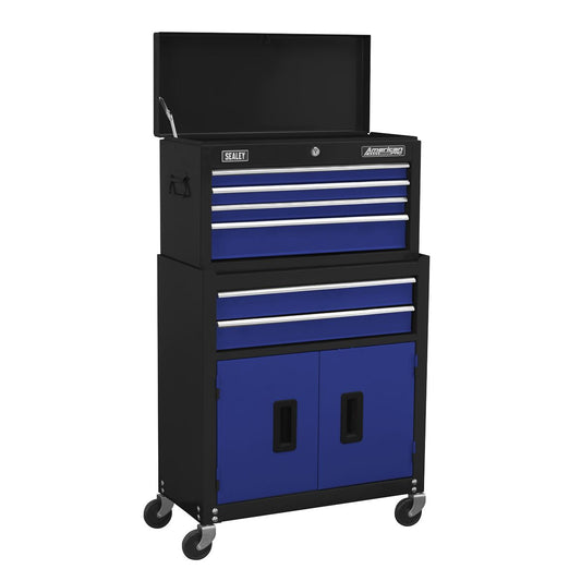 Sealey AP22B Topchest & Rollcab Combination 6 Drawer with Ball-Bearing Slides - Blue