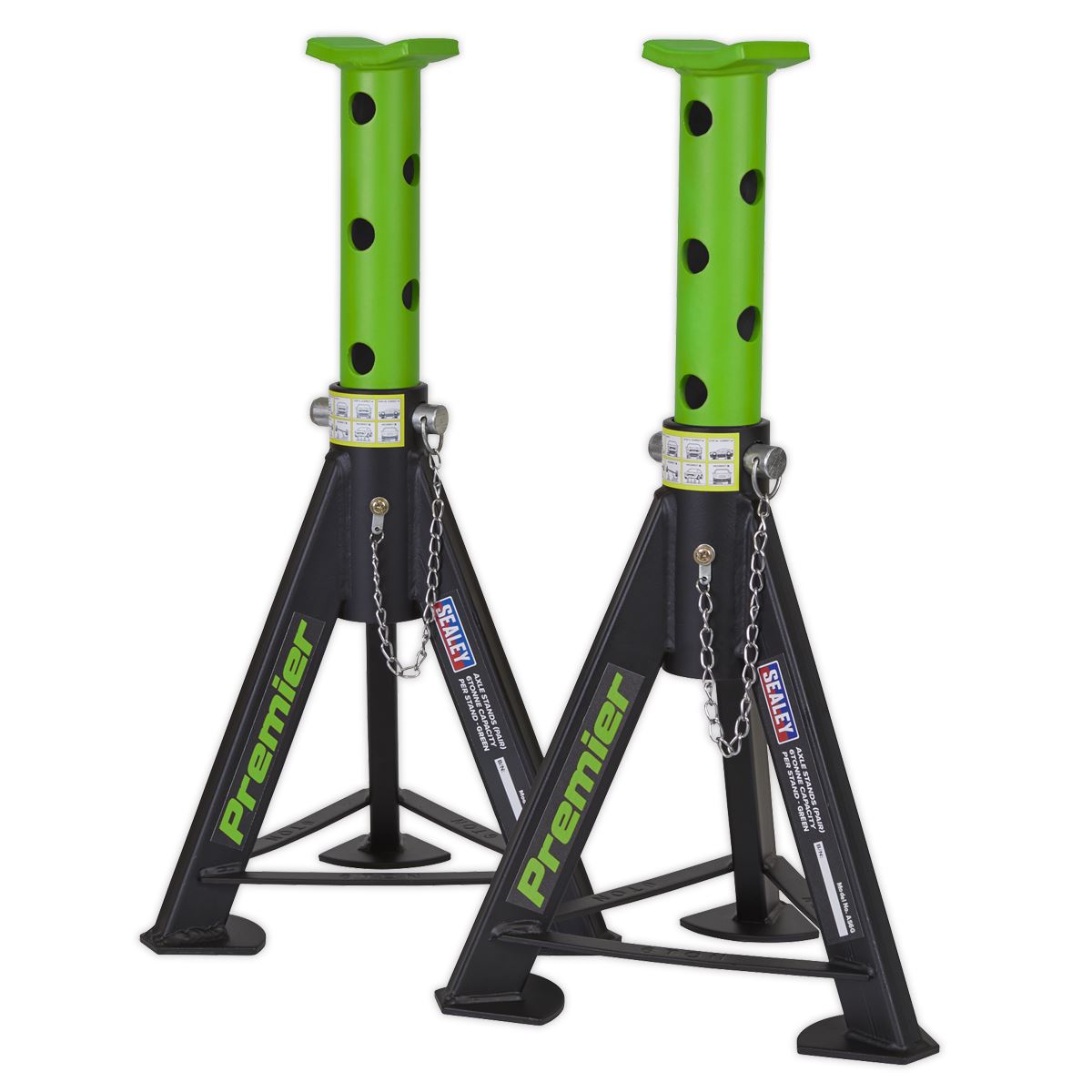 Sealey AS6G Premier Axle Stands (Pair) 6 Tonne Capacity per Stand - Green