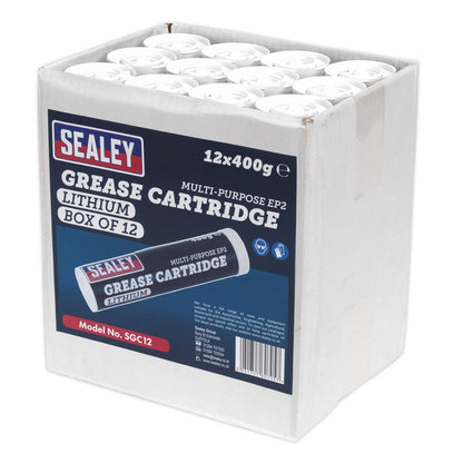 Sealey SGC12 Grease Cartridge EP2 Lithium 400g Pack of 12