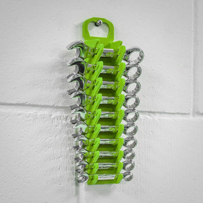 Sealey WR10HV Spanner Rack Capacity 10 Stubby Spanners - Hi-Vis Green