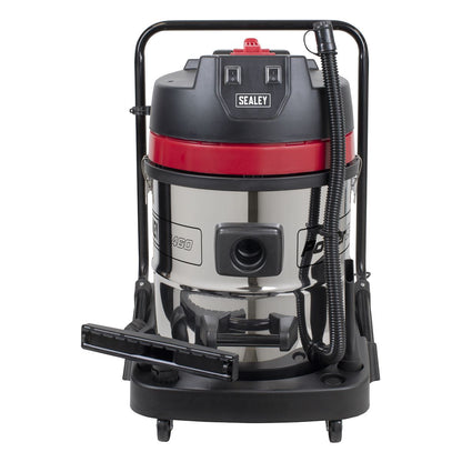 Sealey PC460 Vacuum Cleaner Wet & Dry 60L Stainless Steel Drum 2400W/230V