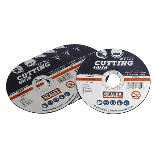 Sealey PTC/115CET5 Cutting Disc Ø115 x 1.2mm Ø22mm Bore Pack of 5