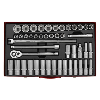 Sealey AK6941 Socket Set 46pc 1/2"Sq Drive 6pt WallDrive® - Metric